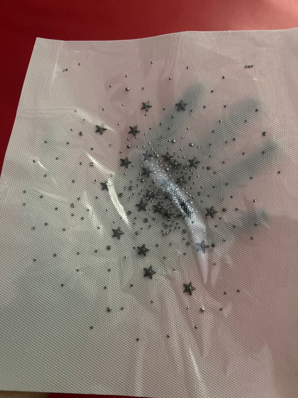Galaxy Star Burst Scatter Rhinestone Hotfix Sticker | Silver Stars & Dot Iron-On Transfer for T-Shirts & Tops