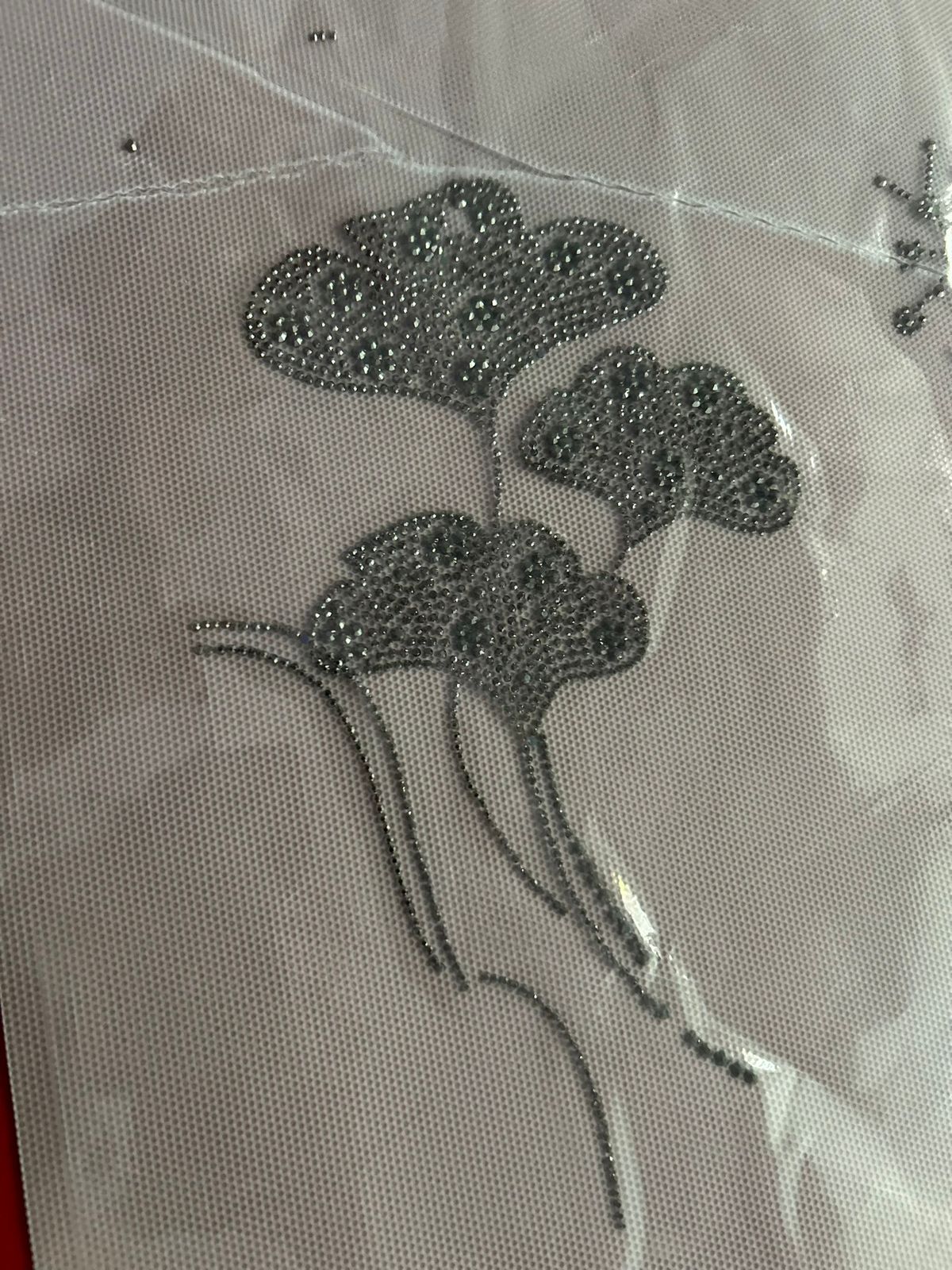 Cloud Flower Bouquet & Tassel Rhinestone Hotfix Sticker | Silver Iron-On Transfer for Shirts & Tops