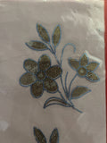 Floral Boota Rhinestone Hotfix Sticker | Blue & Gold Iron-On Transfer for Men's & Women's Shirts, Kurtis & Ethnic Wear