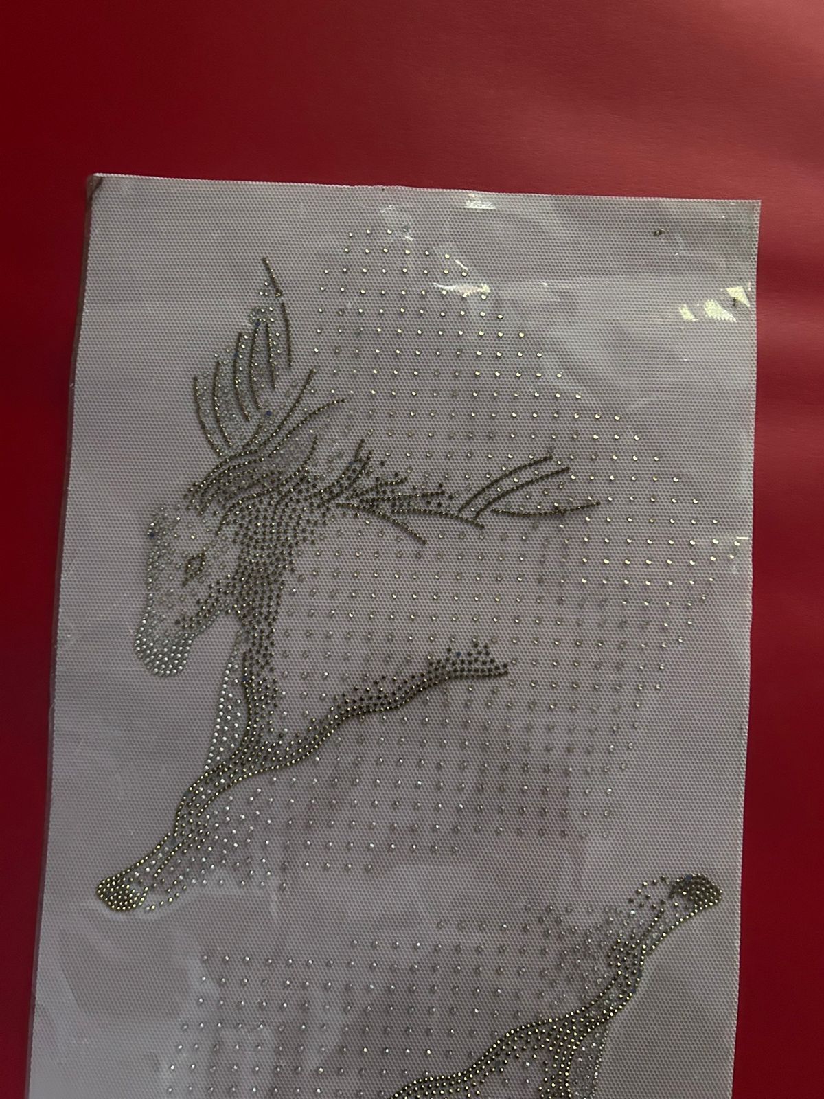 Leaping Deer Rhinestone Hotfix Sticker | Gold Iron-On Transfer for T-Shirts & Apparel