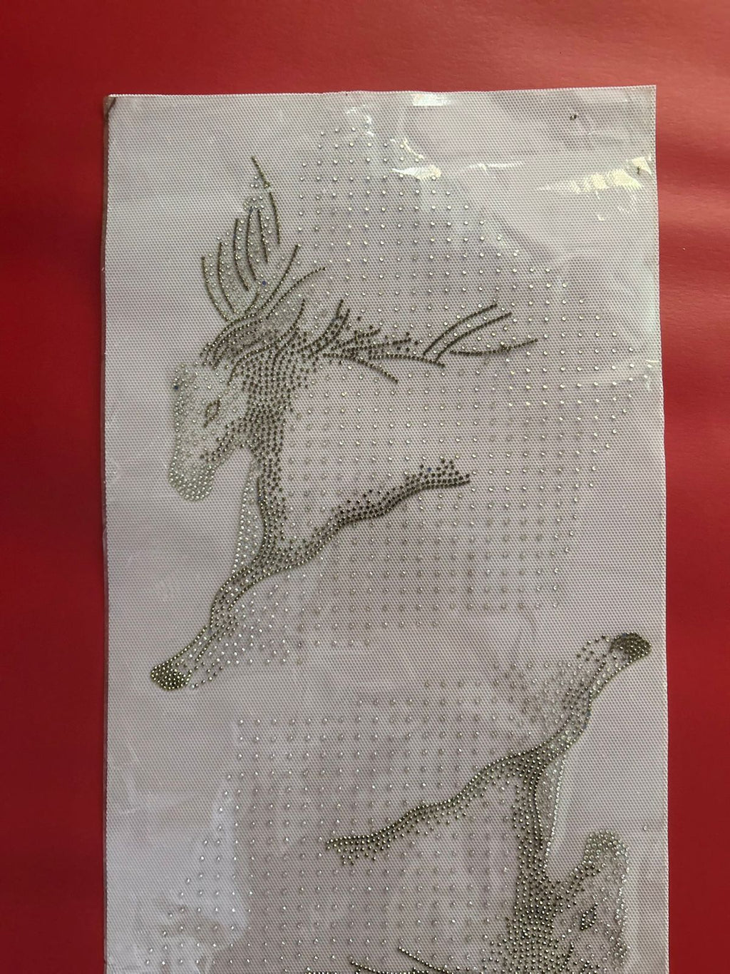 Leaping Deer Rhinestone Hotfix Sticker | Gold Iron-On Transfer for T-Shirts & Apparel