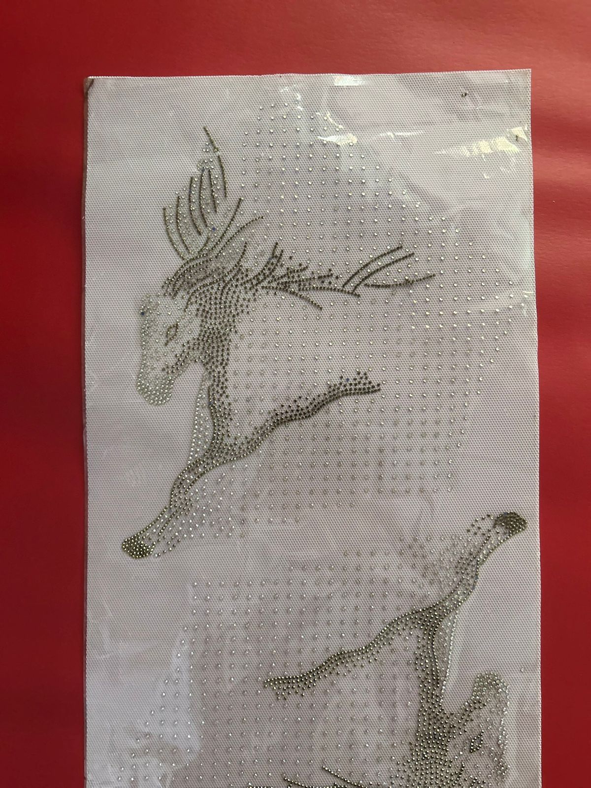 Leaping Deer Rhinestone Hotfix Sticker | Gold Iron-On Transfer for T-Shirts & Apparel