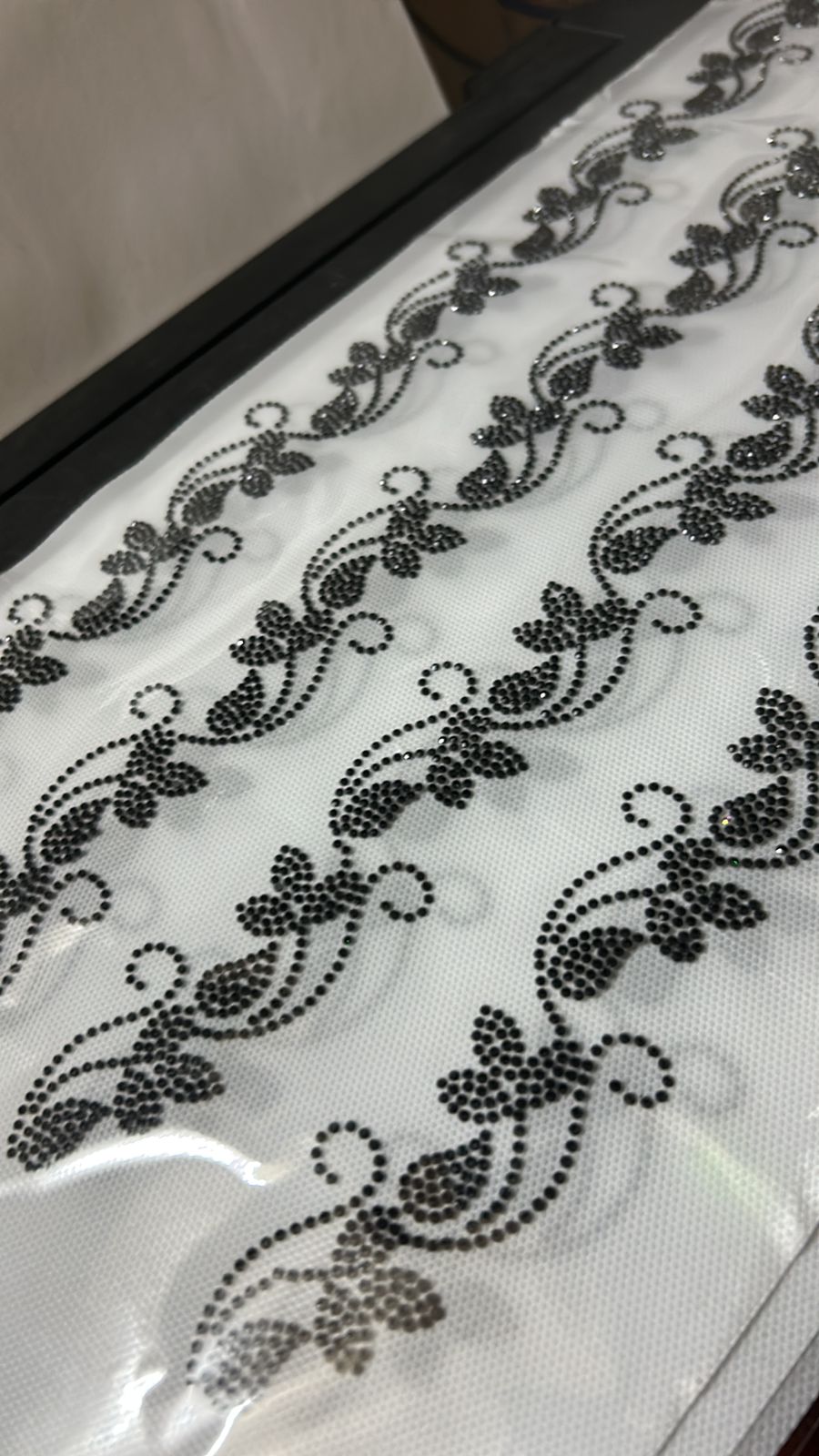 Rhinestone Floral Border Sticker – Black | Pack of 4