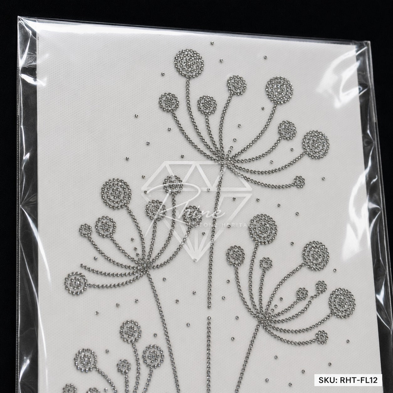 Dandelion Wildflower Rhinestone Hotfix Sticker | Silver Iron-On Transfer for Shirts