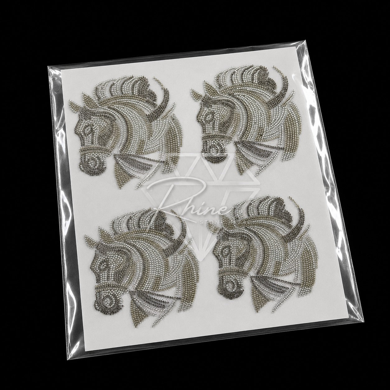 Royal Horse Head & Crown Rhinestone Hotfix Sticker | Shadow, Smoked Topaz & LCT Iron-On Transfer for T-Shirts & Apparel