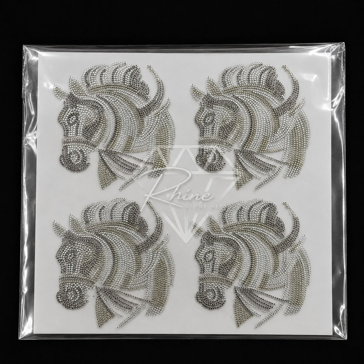 Royal Horse Head & Crown Rhinestone Hotfix Sticker | Shadow, Smoked Topaz & LCT Iron-On Transfer for T-Shirts & Apparel