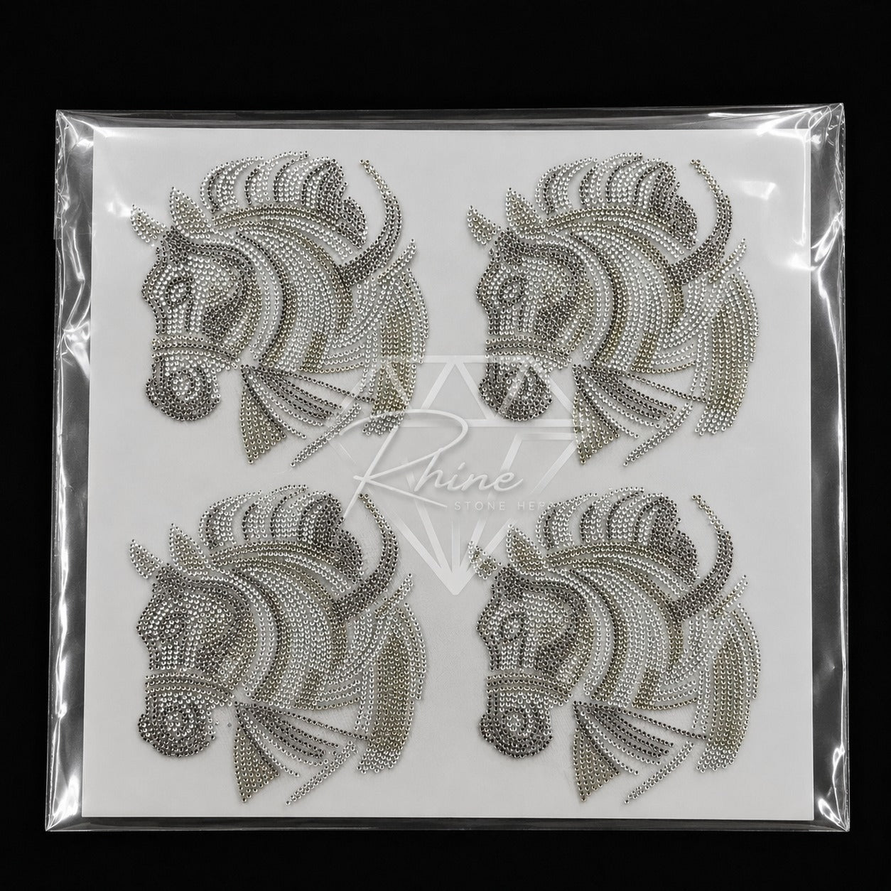 Royal Horse Head & Crown Rhinestone Hotfix Sticker | Shadow, Smoked Topaz & LCT Iron-On Transfer for T-Shirts & Apparel