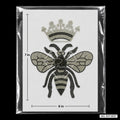 Queen Bee & Crown Rhinestone Hotfix Sticker | Black & Silver Iron-On Transfer