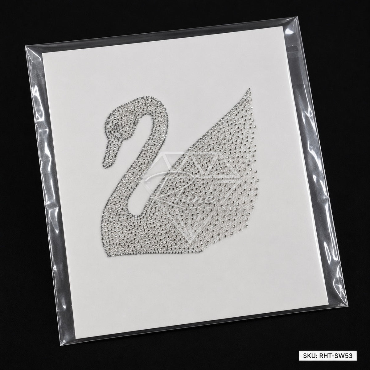 Swan Stone Art | Elegant Swan Motif Premium Rhinestone Hotfix Transfer Sticker