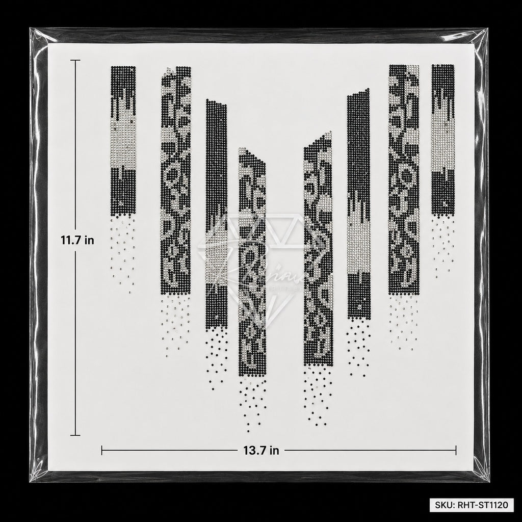 Men's Shirt Rhinestone Hotfix Sticker | Floral Border Band Iron-On Transfer Set