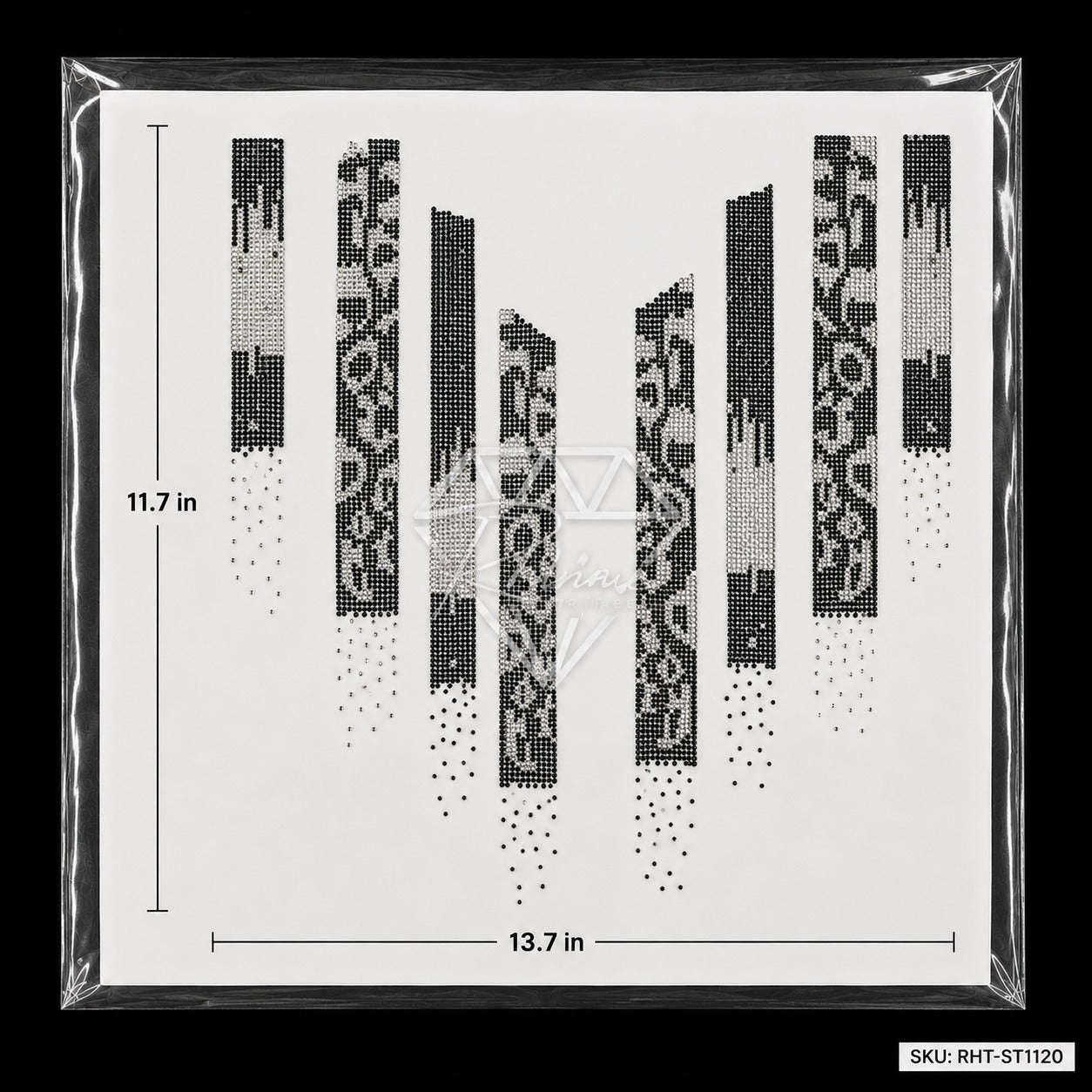 Men's Shirt Rhinestone Hotfix Sticker | Floral Border Band Iron-On Transfer Set