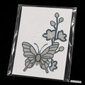 Butterfly & Hibiscus Flower Rhinestone Hotfix Sticker | Montana Blue & Silver Iron-On Transfer
