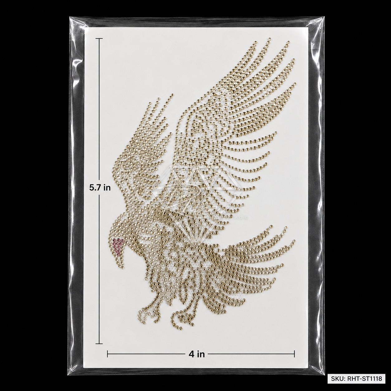 Flying Eagle Rhinestone Hotfix Sticker | Silver Crystal Iron-On Transfer