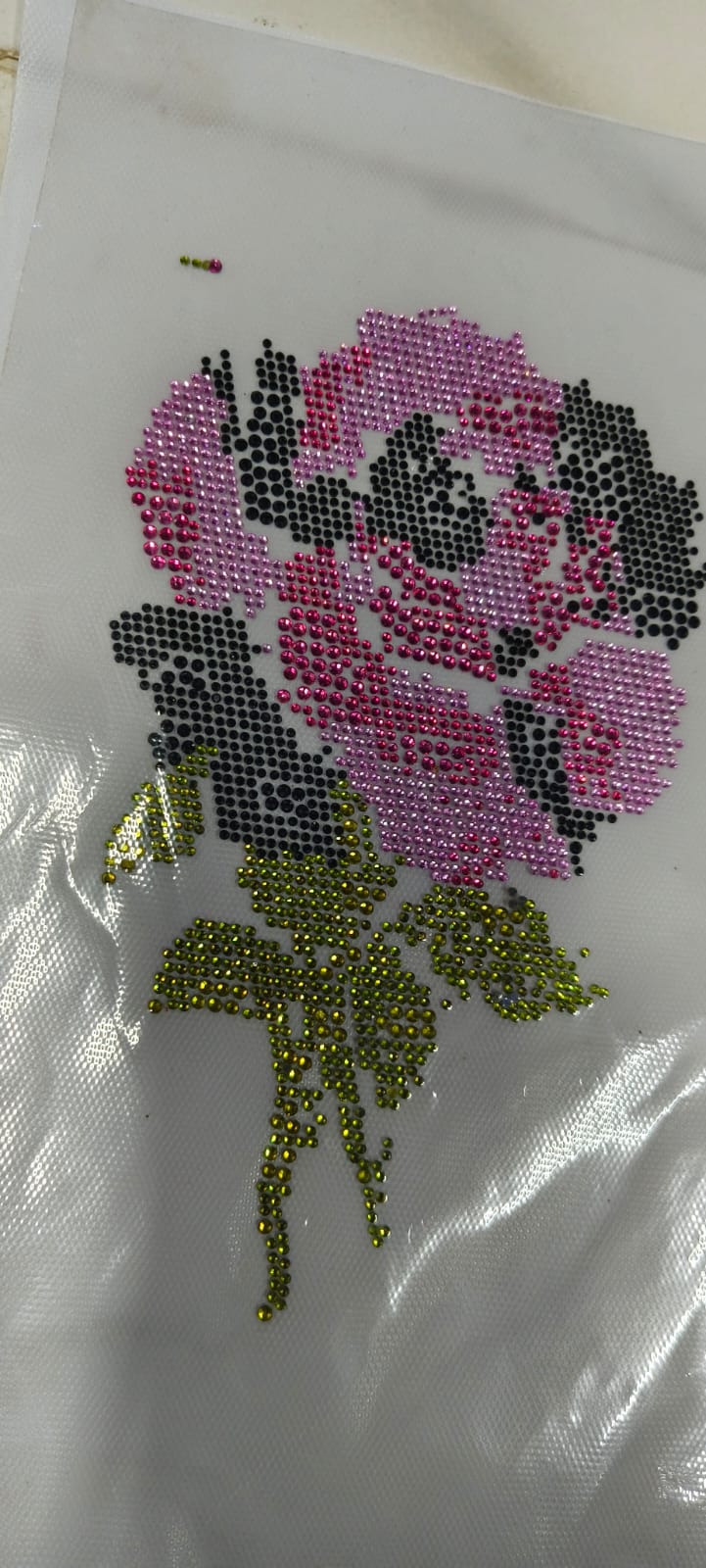 Pink Rose Rhinestone Sticker