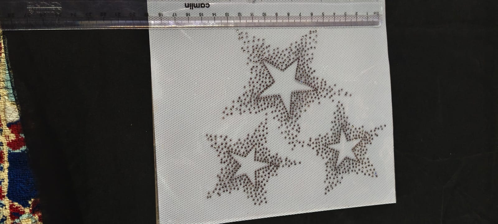 Triple Star Cluster Rhinestone Heat Transfer Sticker | Silver Hotfix Iron-On Transfer