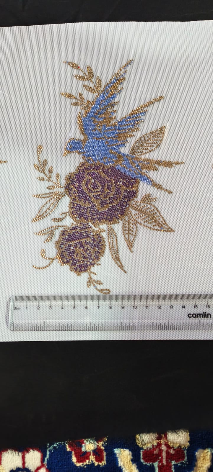 Blue Bird & Purple Rose Rhinestone Heat Transfer Sticker | Hotfix Iron-On Transfer