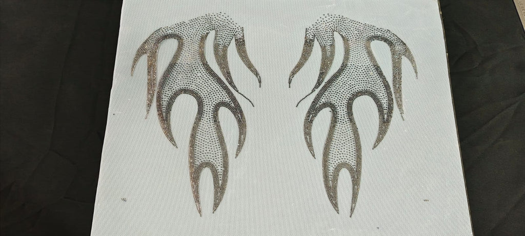 Tribal Flame Rhinestone Heat Transfer Sticker – Pair