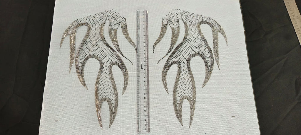 Tribal Flame Rhinestone Heat Transfer Sticker – Pair