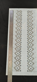 Diamond Chevron Geometric Border Rhinestone Heat Transfer Sticker | Silver Hotfix Iron-On Border