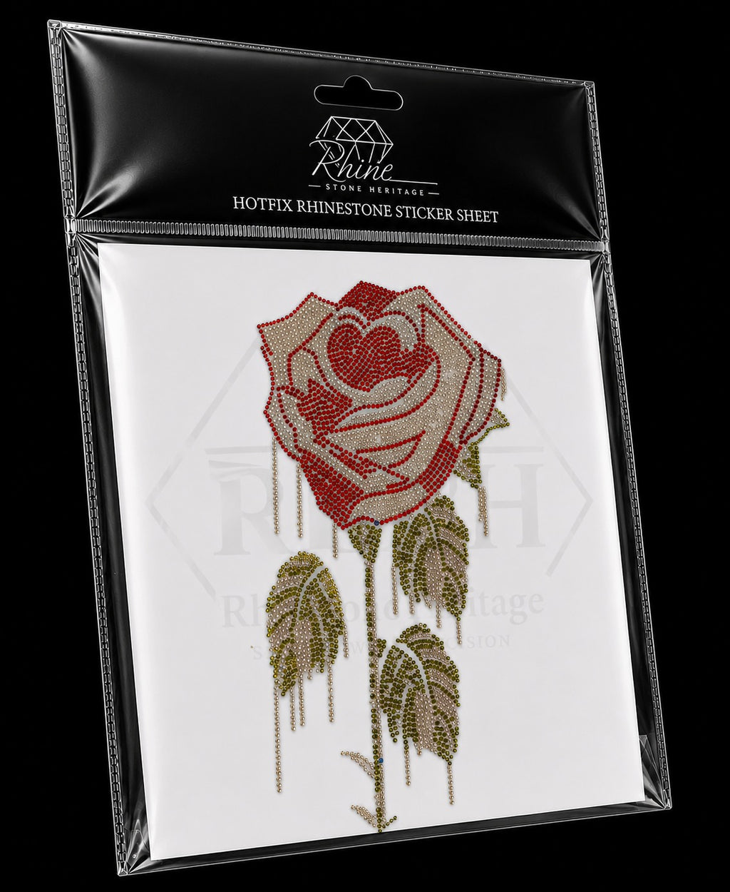 Dripping Rose Rhinestone Heat Transfer Sticker – 4SS Hotfix Iron-On Stone Sheet