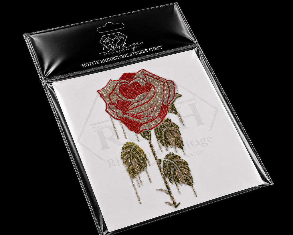 Dripping Rose Rhinestone Heat Transfer Sticker – 4SS Hotfix Iron-On Stone Sheet
