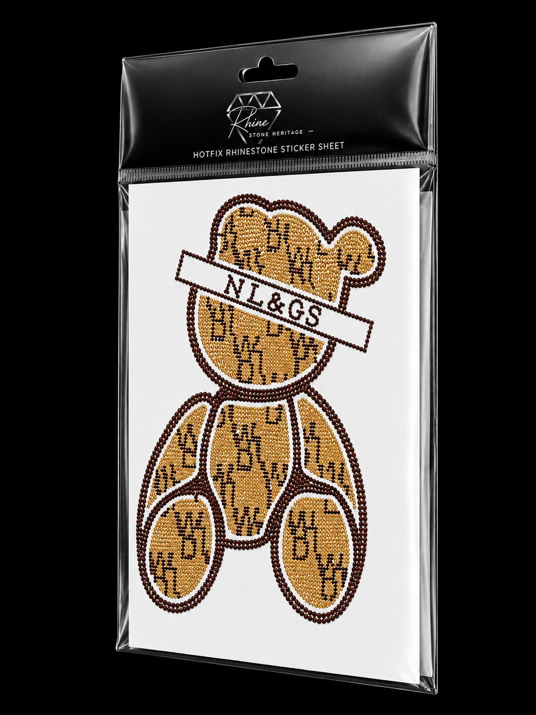 Teddy Bear Rhinestone Iron-On Sticker Sheet | Hotfix Crystal Transfer