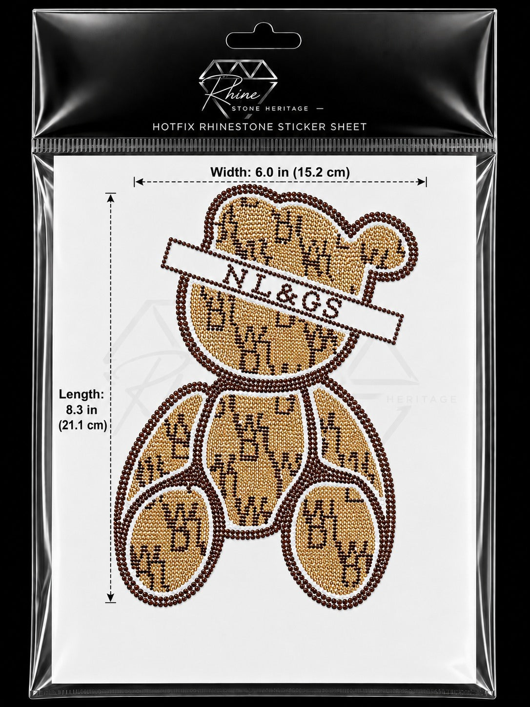 Teddy Bear Rhinestone Iron-On Sticker Sheet | Hotfix Crystal Transfer