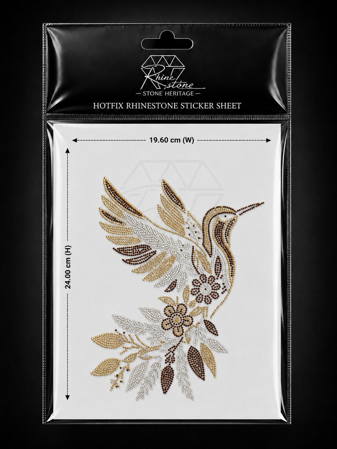 Hummingbird & Floral Rhinestone Heat Transfer Sticker with Flock – 4SS Hotfix Iron-On Stone Sheet