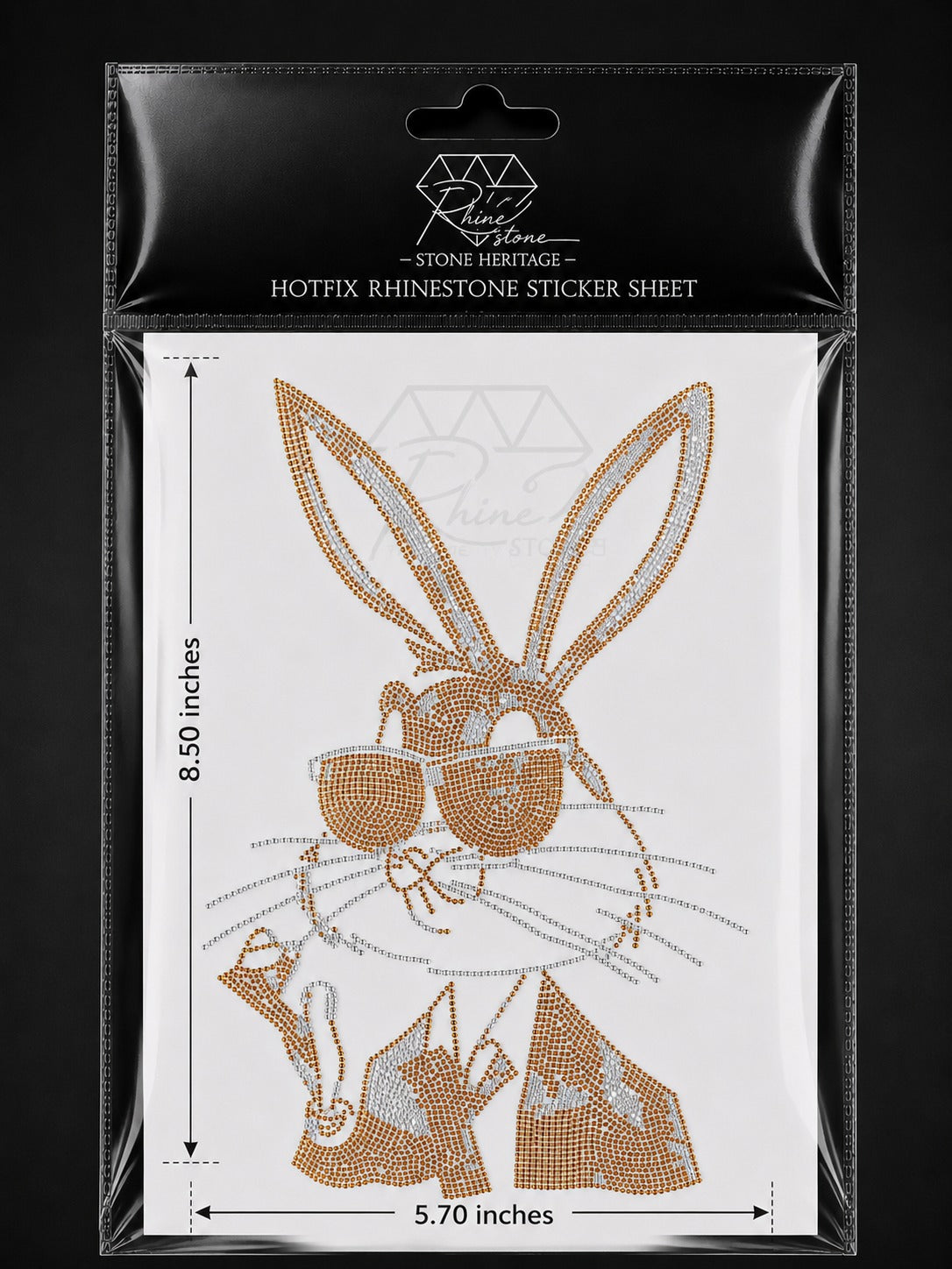 Cool Rabbit Rhinestone Heat Transfer Sticker – 4SS Hotfix Iron-On Stone Sheet