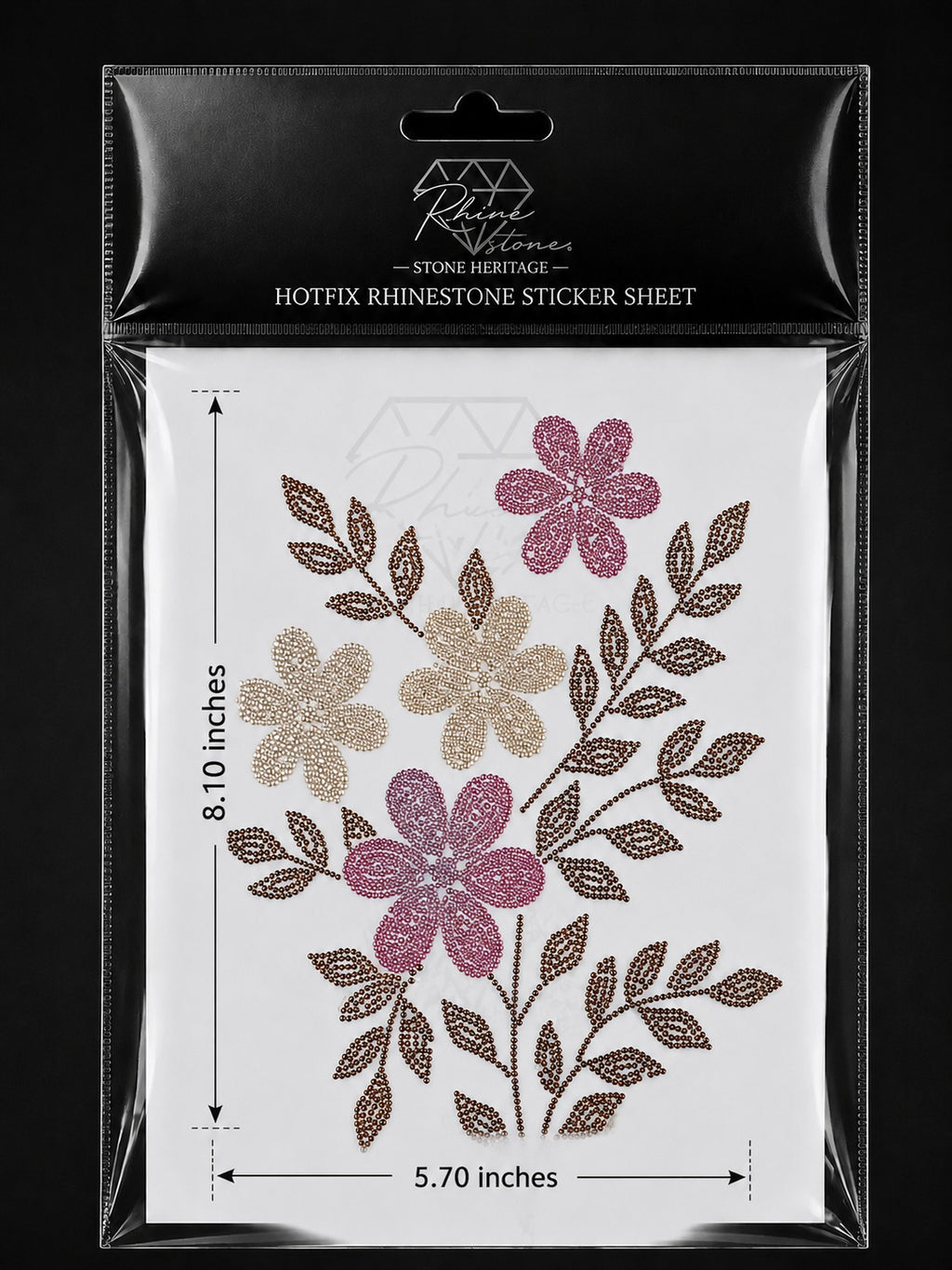 Floral Bouquet Rhinestone Heat Transfer Sticker – 4SS Hotfix Iron-On Stone Sheet