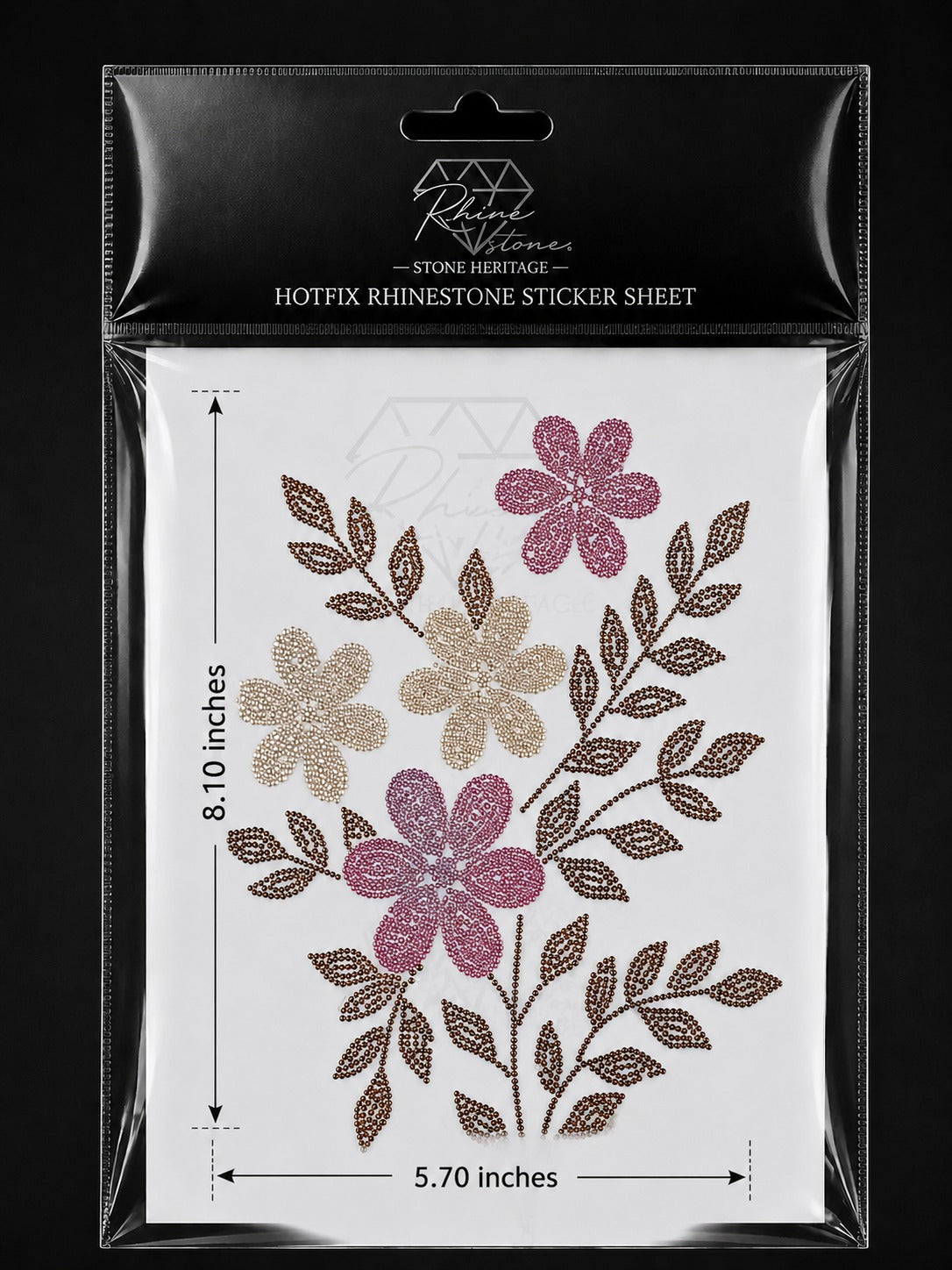 Floral Bouquet Rhinestone Heat Transfer Sticker – 4SS Hotfix Iron-On Stone Sheet