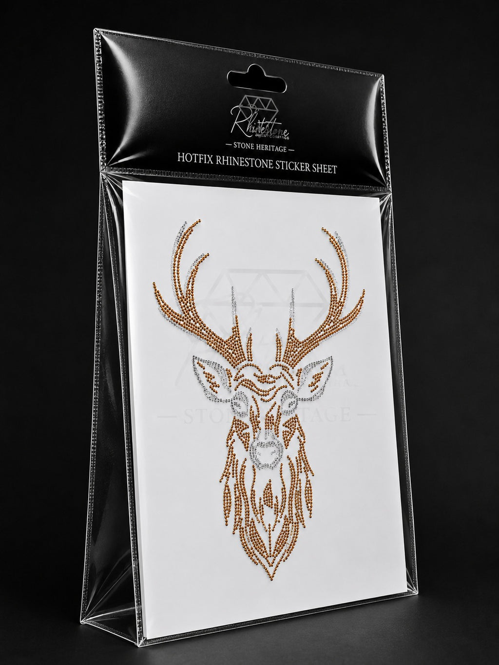 Stag Head Rhinestone Heat Transfer Sticker – 4SS Hotfix Stone with Flock Backing