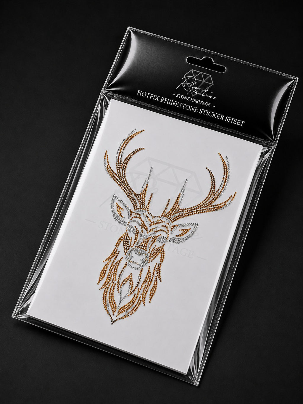 Stag Head Rhinestone Heat Transfer Sticker – 4SS Hotfix Stone with Flock Backing
