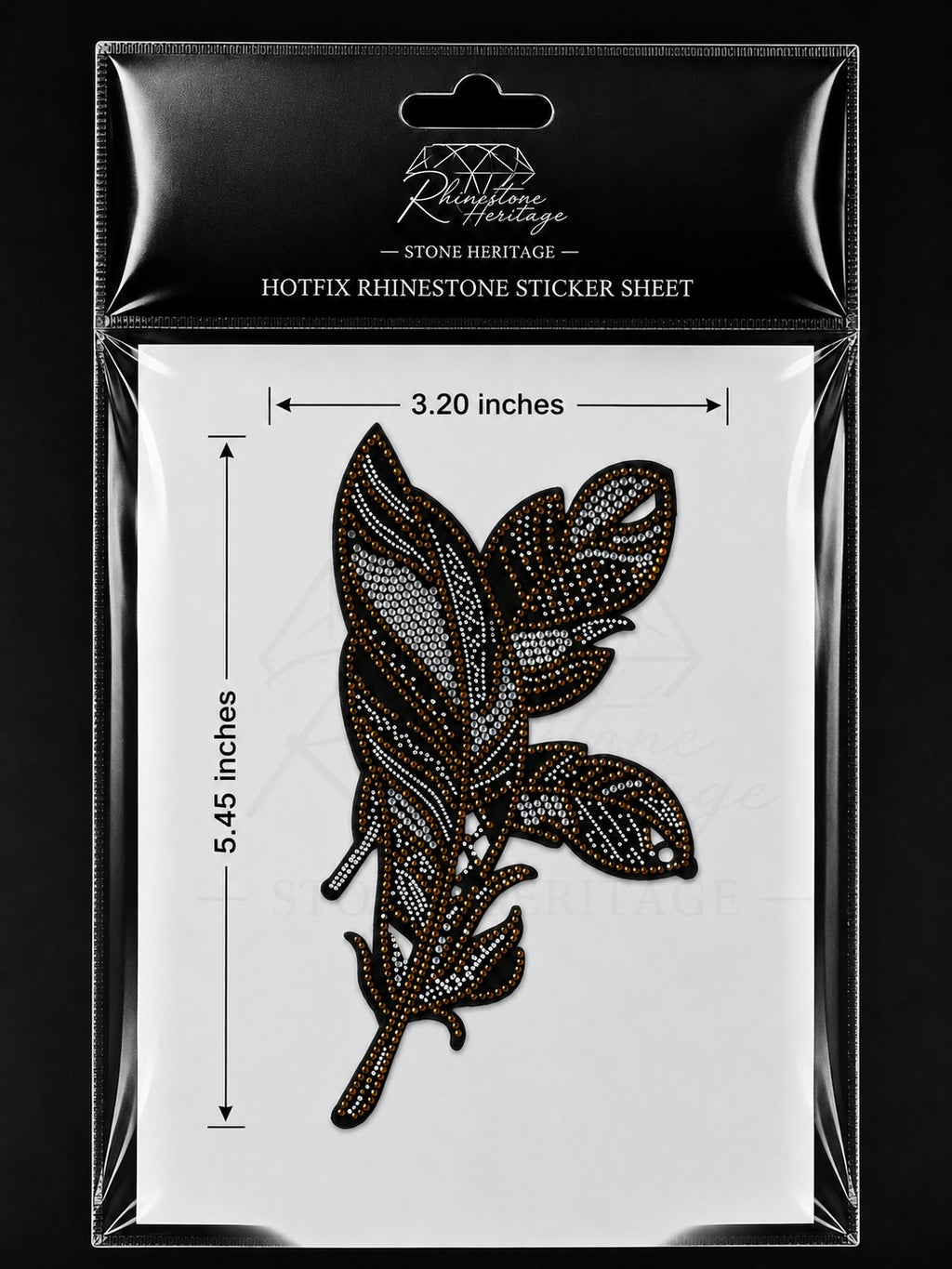 Feather & Leaves Rhinestone Heat Transfer Sticker with Flock – 4SS Hotfix Iron-On Stone Sheet