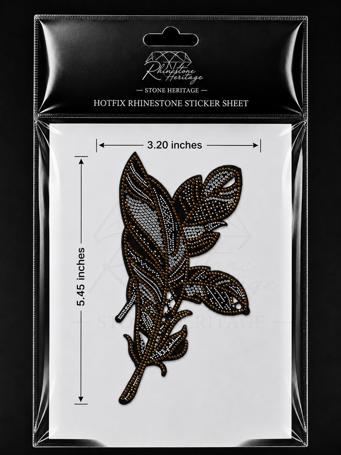 Feather & Leaves Rhinestone Heat Transfer Sticker with Flock – 4SS Hotfix Iron-On Stone Sheet