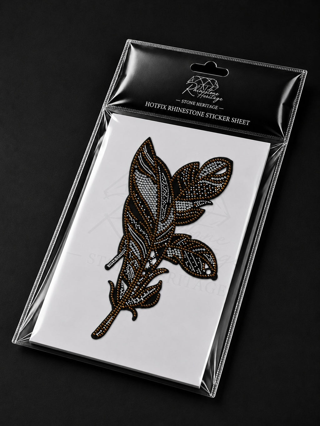 Feather & Leaves Rhinestone Heat Transfer Sticker with Flock – 4SS Hotfix Iron-On Stone Sheet