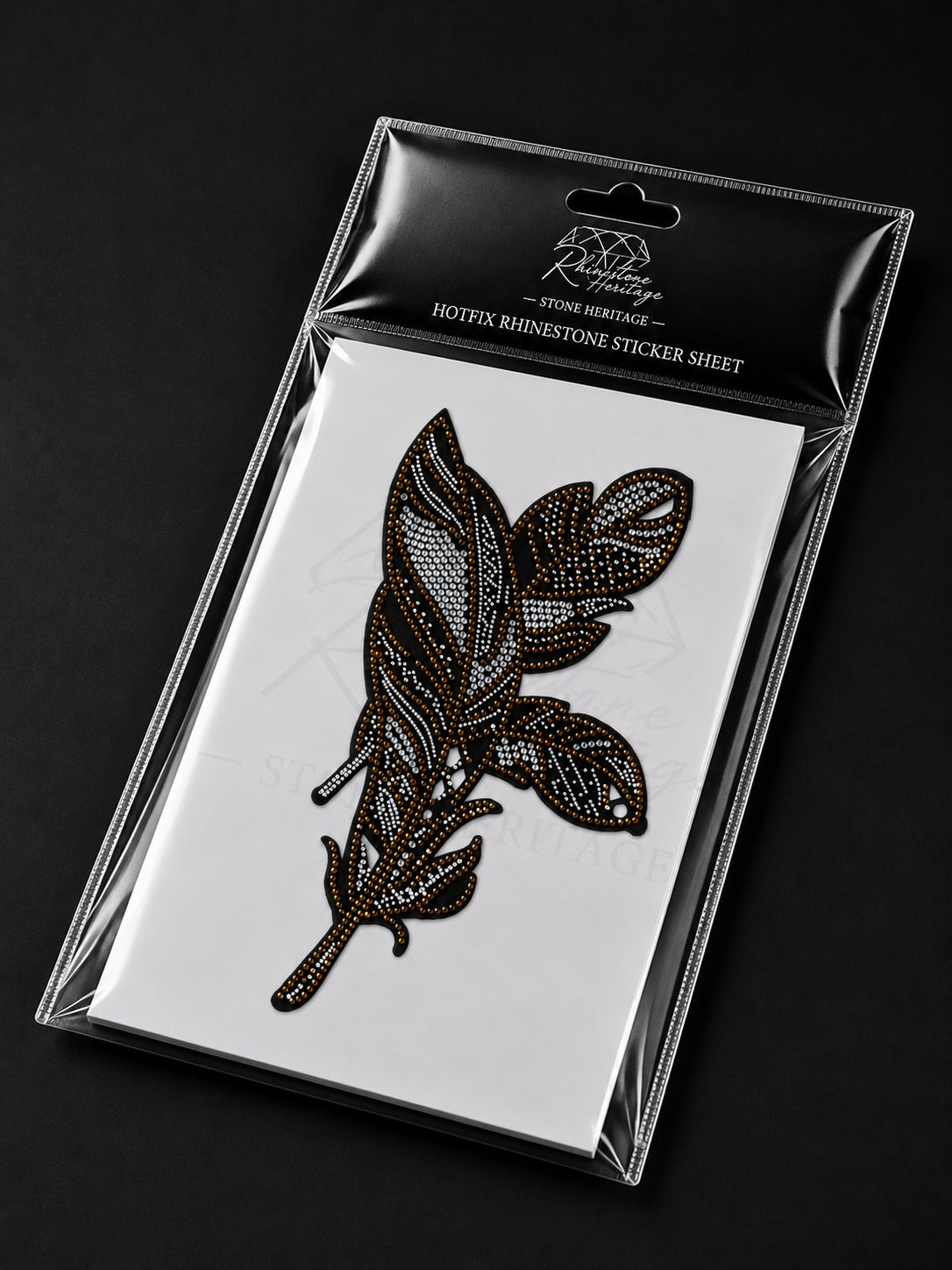 Feather & Leaves Rhinestone Heat Transfer Sticker with Flock – 4SS Hotfix Iron-On Stone Sheet