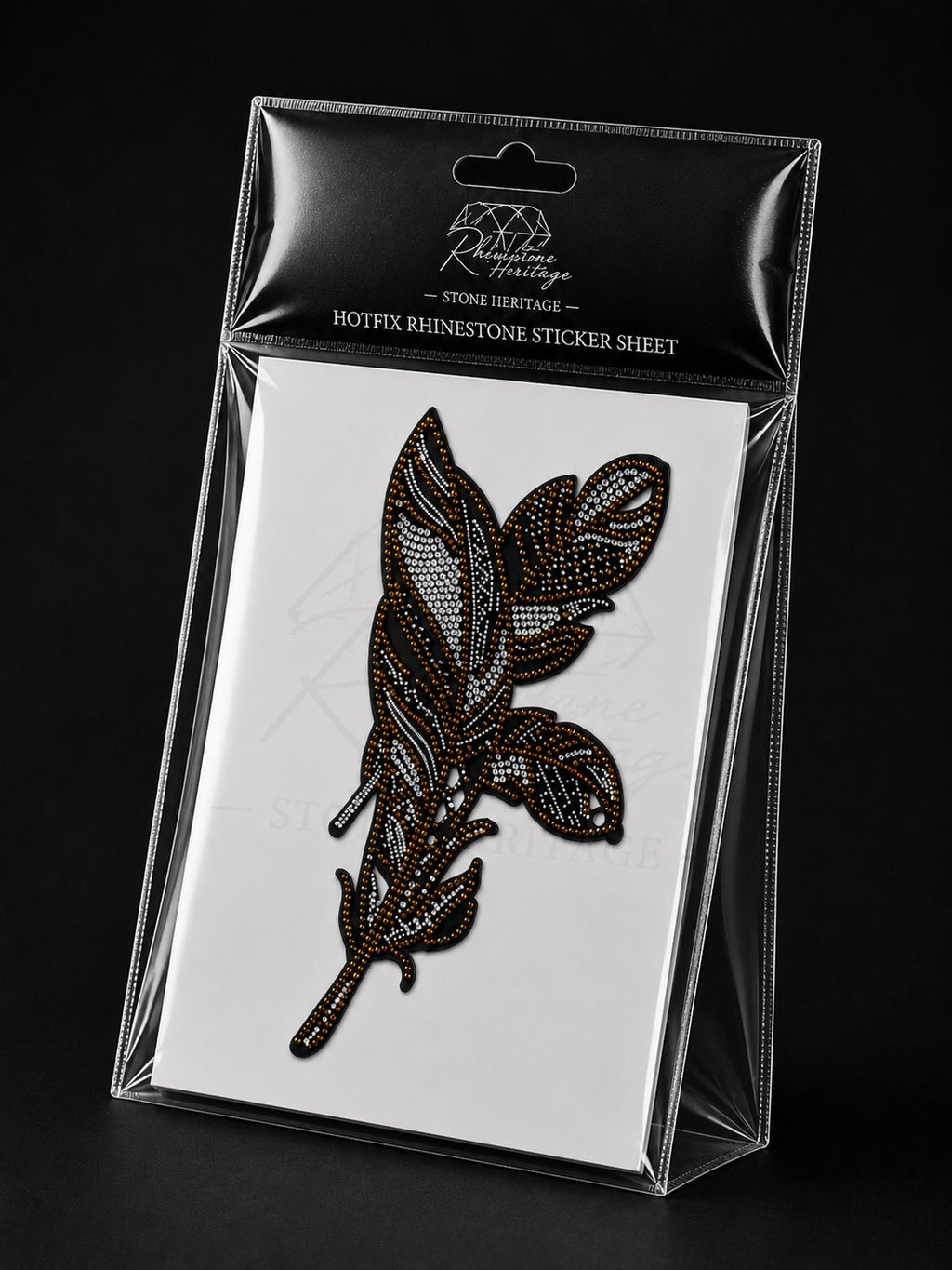 Feather & Leaves Rhinestone Heat Transfer Sticker with Flock – 4SS Hotfix Iron-On Stone Sheet