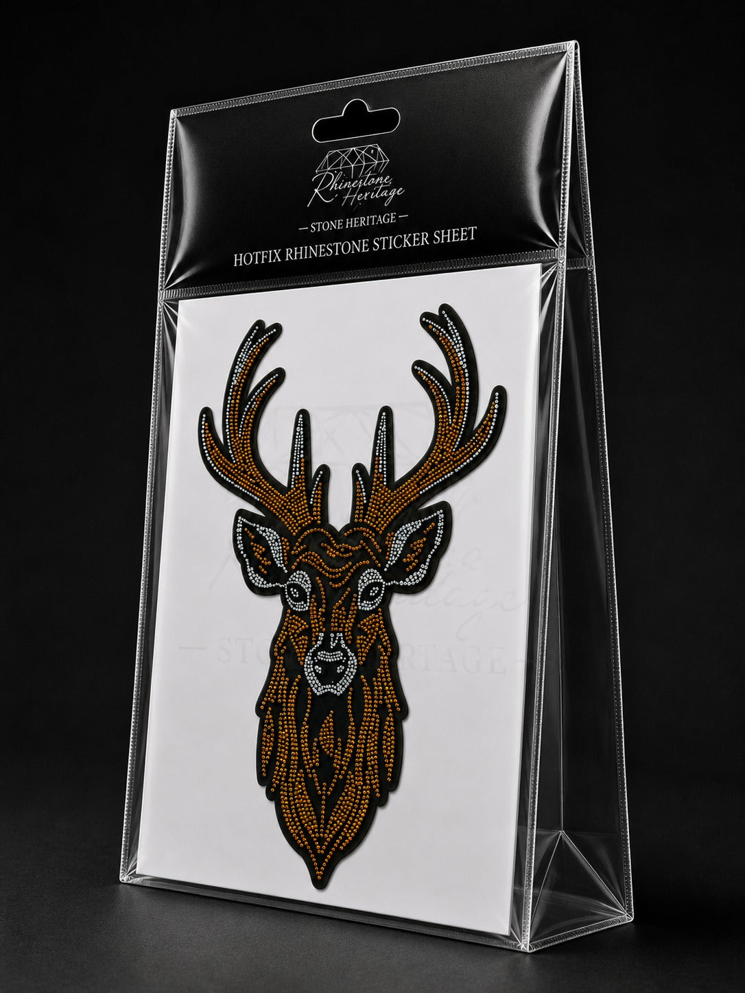 Stag Head Rhinestone Heat Transfer Sticker – 4SS Hotfix Stone with Flock Backing