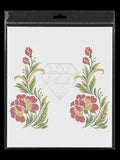 Siam Olivine Emerald Floral Bouquet Rhinestone Heat Transfer Sticker – Pair