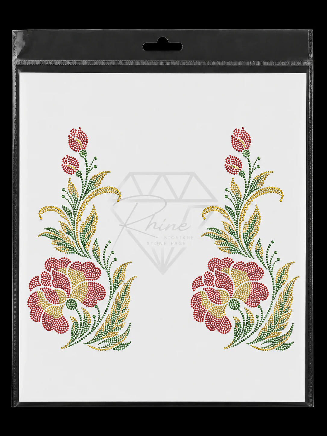 Siam Olivine Emerald Floral Bouquet Rhinestone Heat Transfer Sticker – Pair