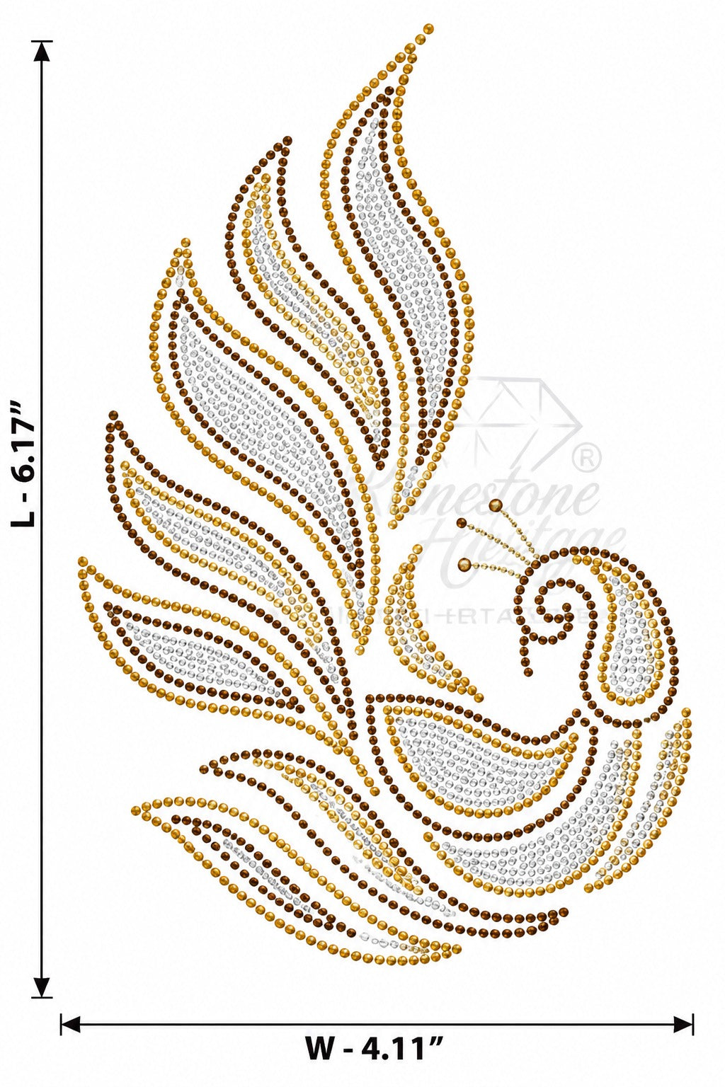 Swan Floral Leaves Rhinestone Sticker Gold Bronze Brown Crystal SS4 SS1 Hotfix Iron-On Transfer – Rhinestone Heritage