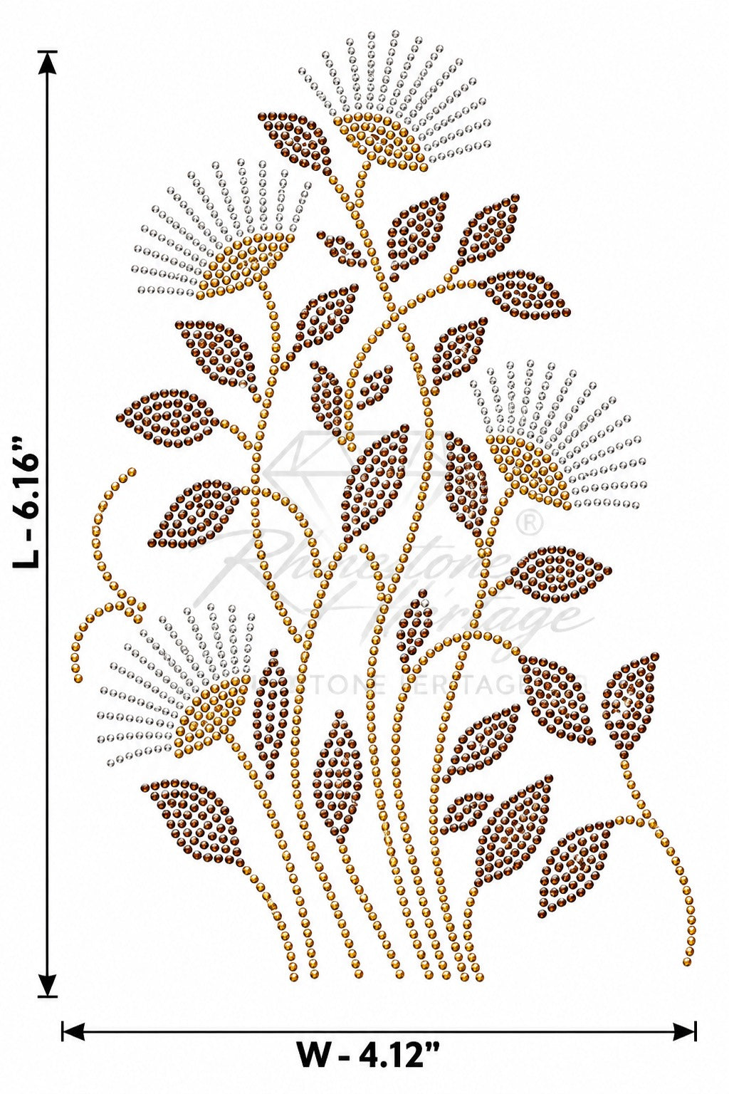 Floral Vine Rhinestone Sticker Gold Brown Crystal 4SS Hotfix Iron-On Transfer – Rhinestone Heritage