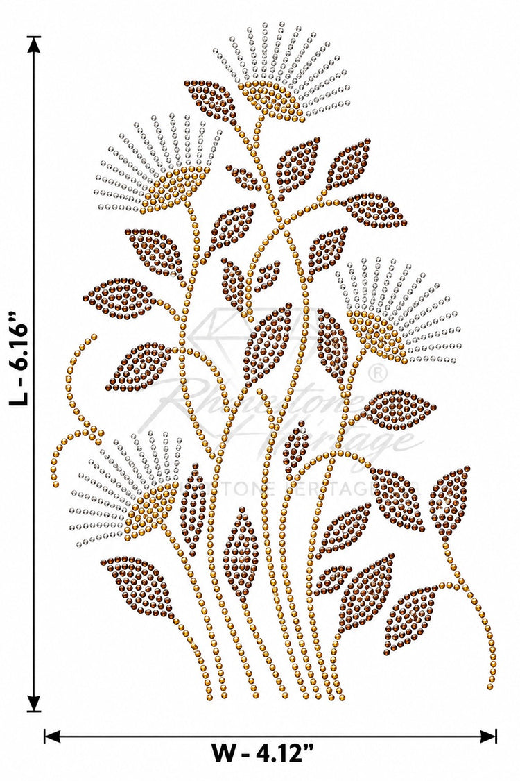 Floral Vine Rhinestone Sticker Gold Brown Crystal 4SS Hotfix Iron-On Transfer – Rhinestone Heritage
