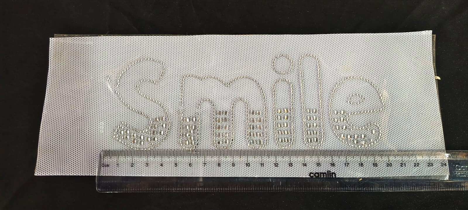 Smile Rhinestone Heat Transfer Sticker | Silver Crystal Hotfix Iron-On Transfer