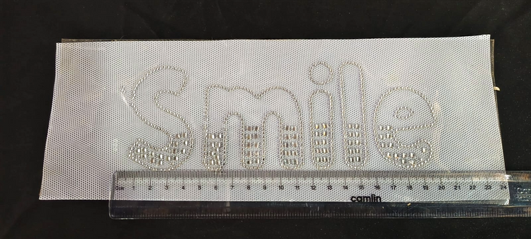 Smile Rhinestone Heat Transfer Sticker | Silver Crystal Hotfix Iron-On Transfer