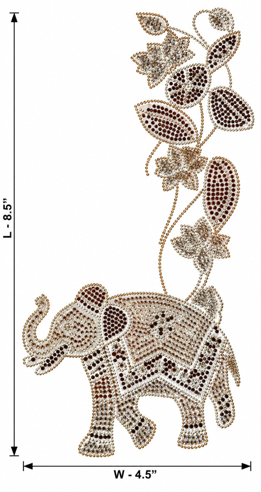 Elephant Floral Vine Rhinestone Sticker Silver Brown Gold SS4 SS1 Hotfix Iron-On Transfer – Rhinestone Heritage
