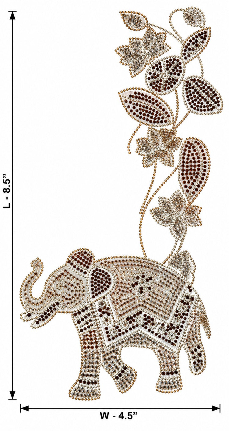 Elephant Floral Vine Rhinestone Sticker Silver Brown Gold SS4 SS1 Hotfix Iron-On Transfer – Rhinestone Heritage