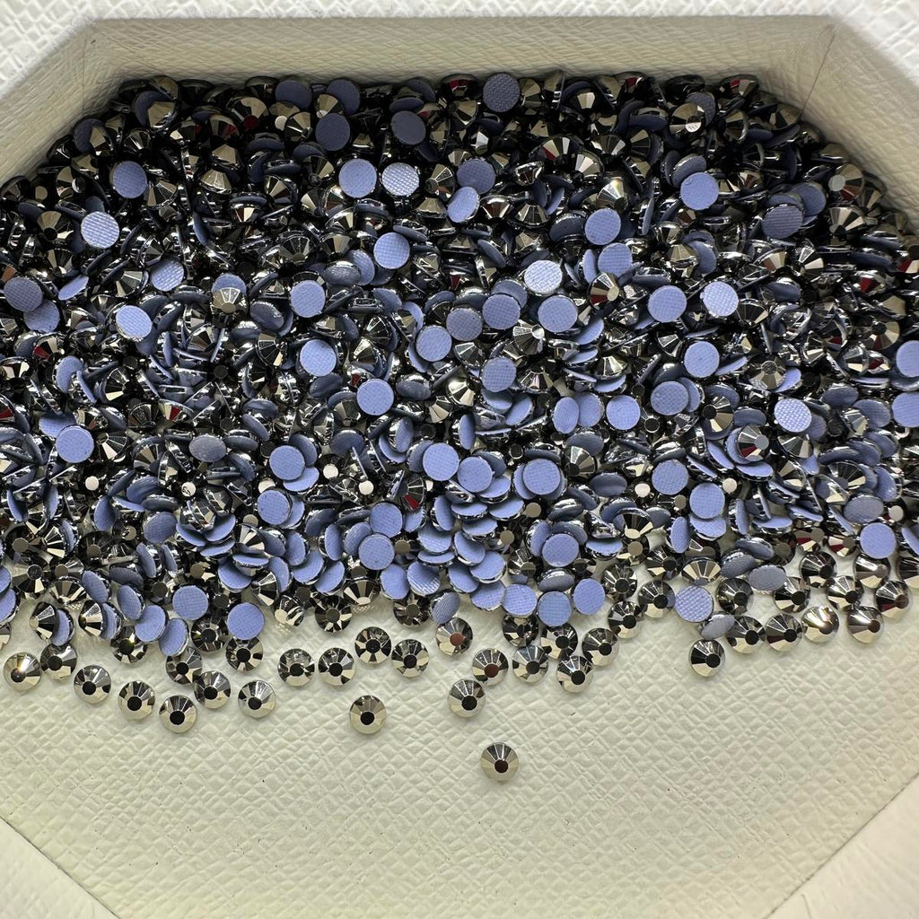 Crystal Hematite Hotfix Rhinestones | Dark Metallic Heat Fix Stones for Apparel & DIY Crafts