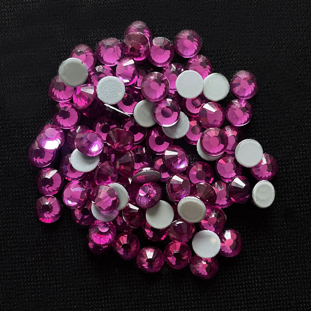 Fuchsia Hotfix Rhinestones Iron-On Transfer for T-Shirts & Apparel
